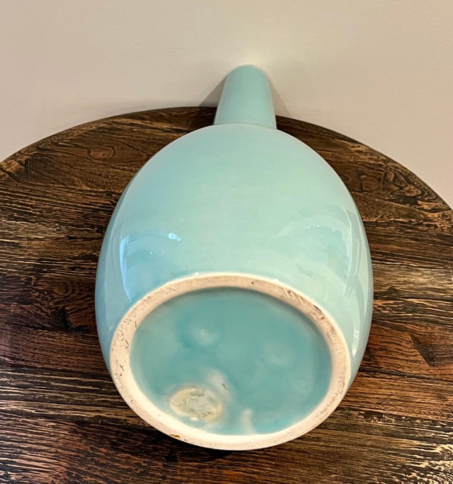 LARGE CELADON-STYLE PORCELAIN CERAMIC BOTTLE VASE - AQUA GLAZE - photo 4
