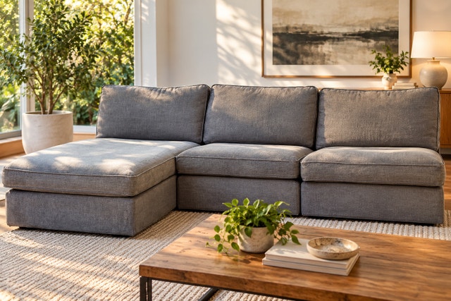 IKEA KIVIK MODULAR SECTIONAL SOFA - Chaise + 2 Seats - Grey