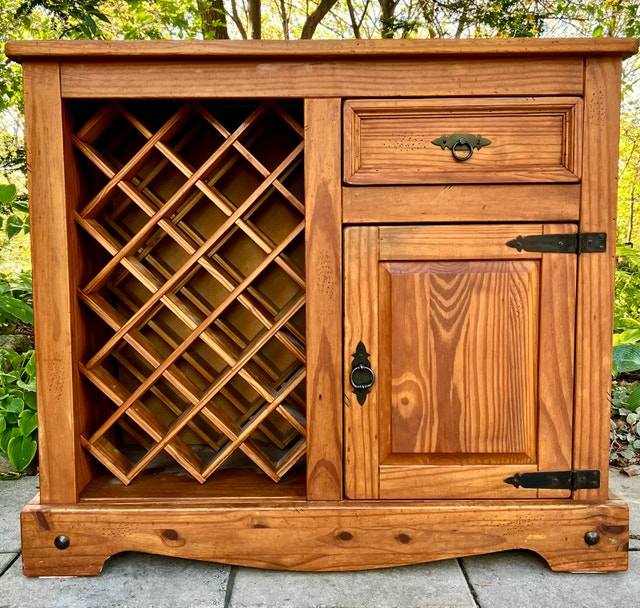 VINTAGE WOOD WINE CABINET & BAR BUFF - Rustic Farmhouse Storage - photo 2