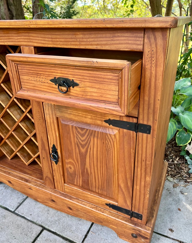 VINTAGE WOOD WINE CABINET & BAR BUFF - Rustic Farmhouse Storage - photo 3
