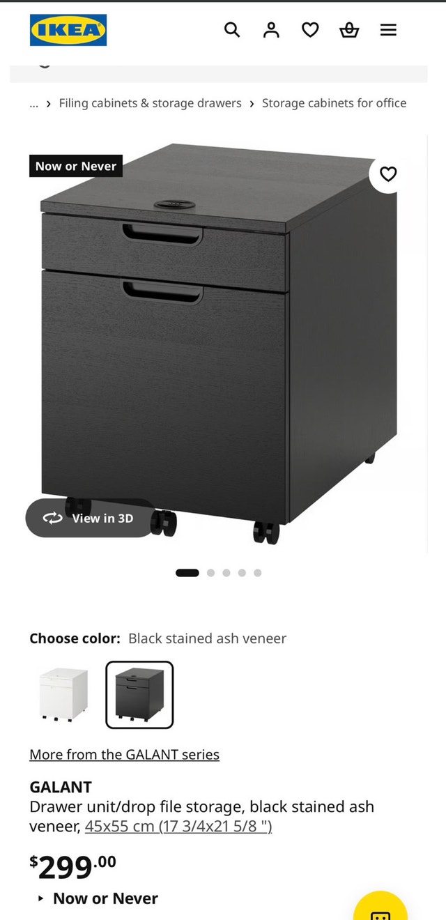 IKEA GALANT 2-Drawer Filing Cabinet - Lockable on Wheels