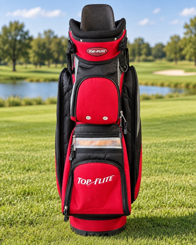 Top Flite Golf Cart Bag - Red - Multi-Pockets & Club Dividers