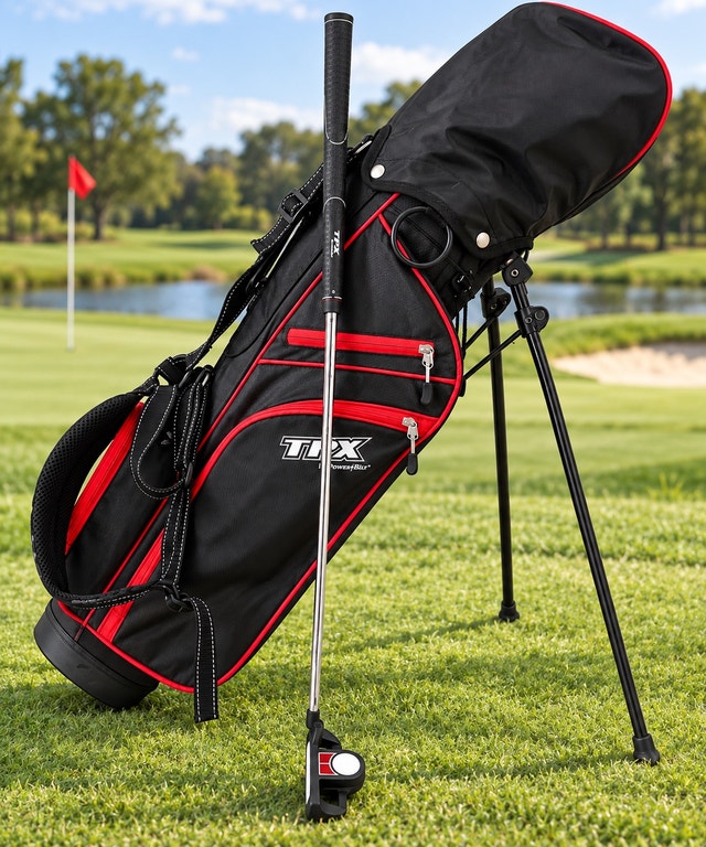 PowerBilt TPX Junior Golf Bag & Putter - Black & Red