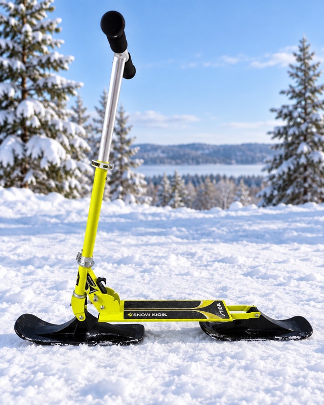 STIGA Snow Kick Snow Scooter - Adjustable Height - Neon Green