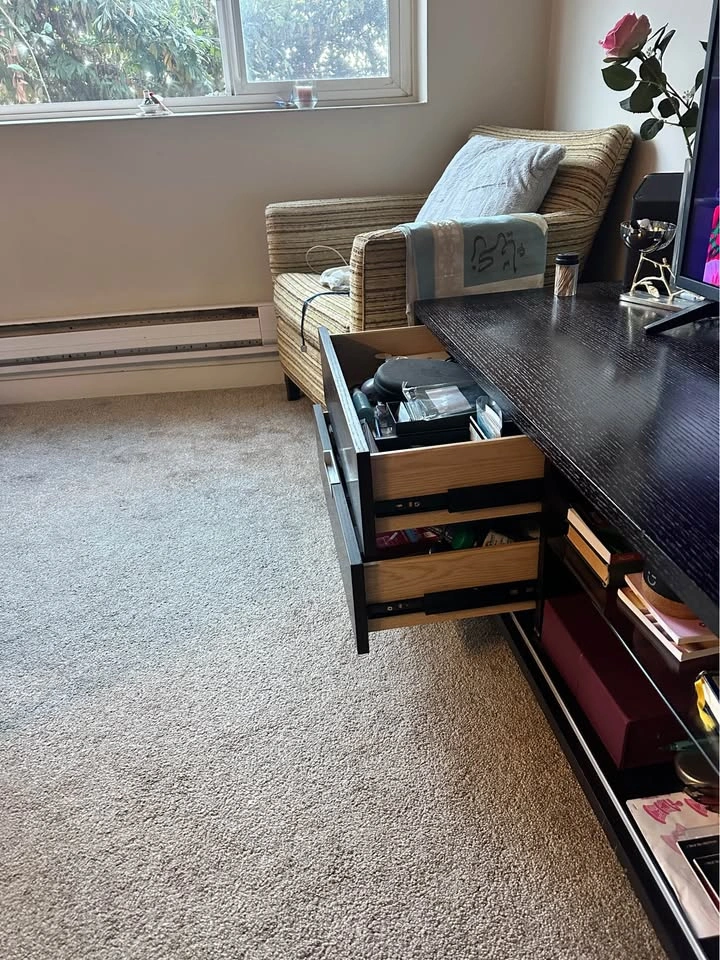 Espresso TV Stand with 4 Drawers and Sliding Glass Door - photo 4