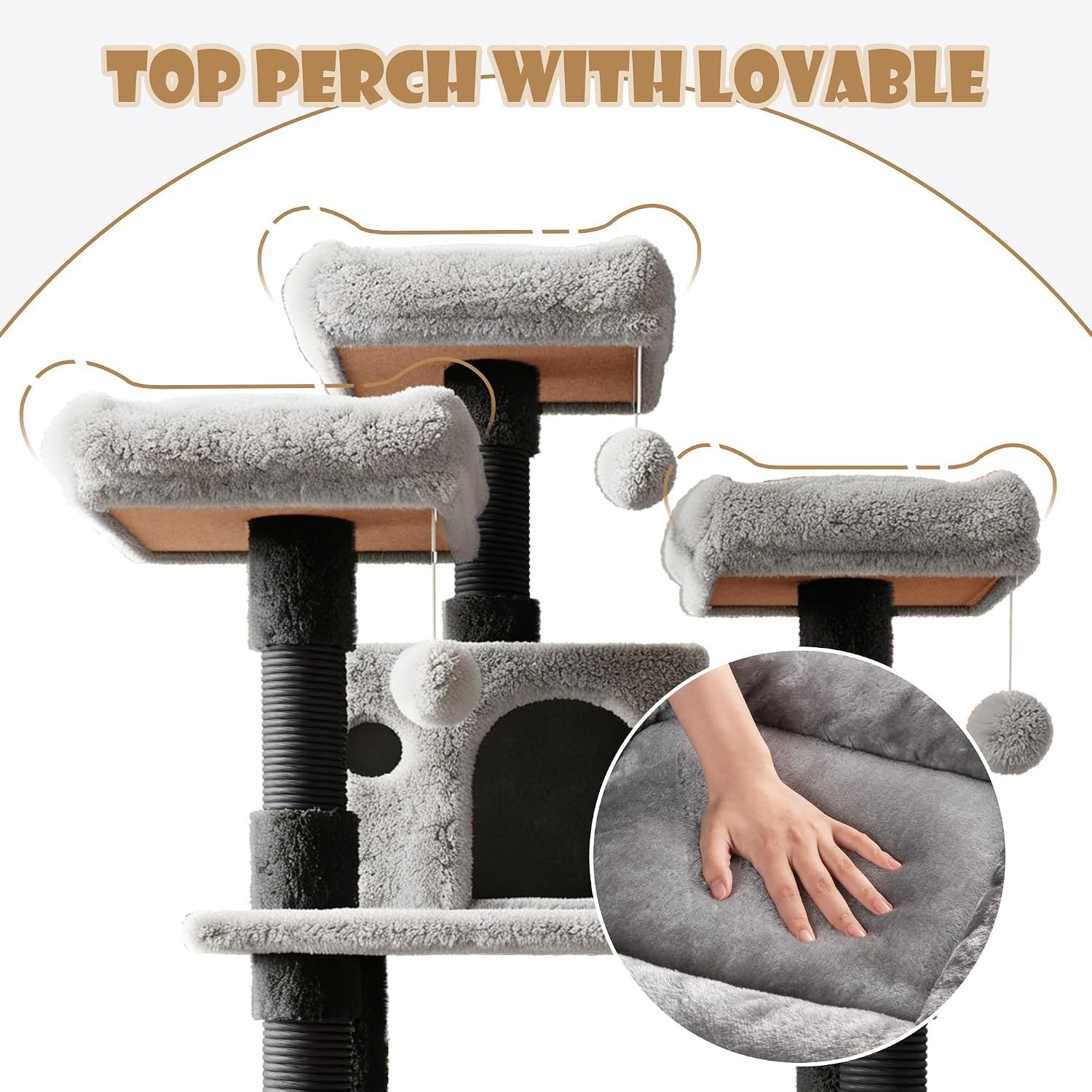 SHA CERLIN 68" Cat Tree Tower for Large Cats – Beige - photo 4