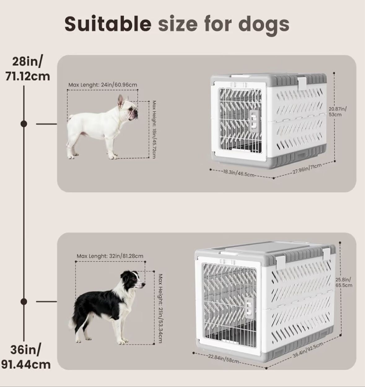 Gardner Pet Foldable Dog Crate, 36" Grey - New - photo 5