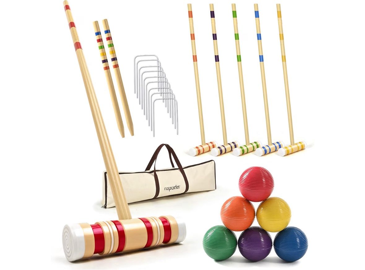 Ropoda 35" Croquet Set, 6 Player Outdoor Game - New