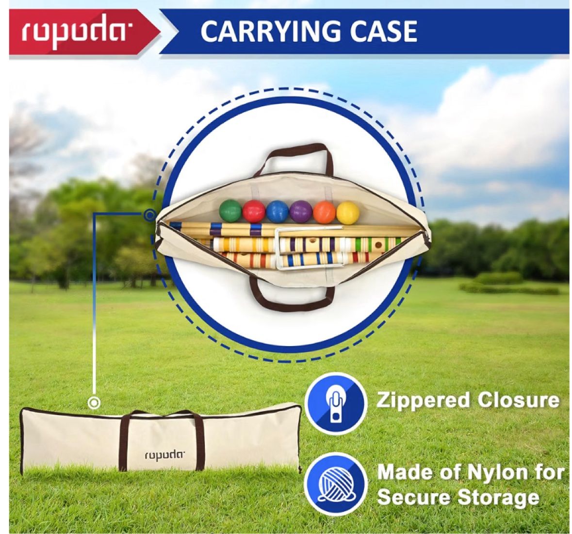 Ropoda 35" Croquet Set, 6 Player Outdoor Game - New - photo 3