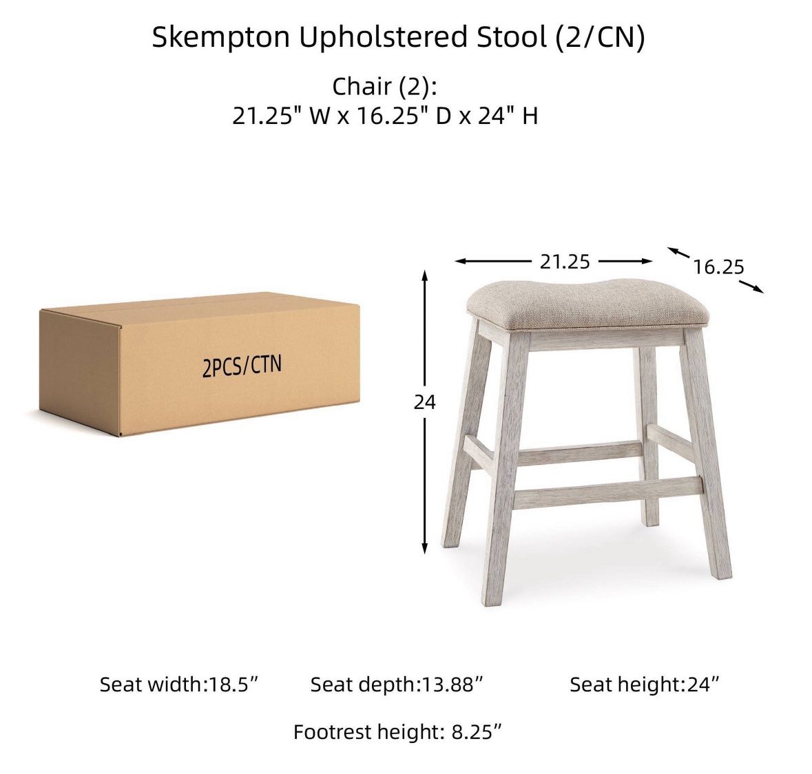 Skempton Upholstered Counter Stools, Set of 2 - New - photo 4