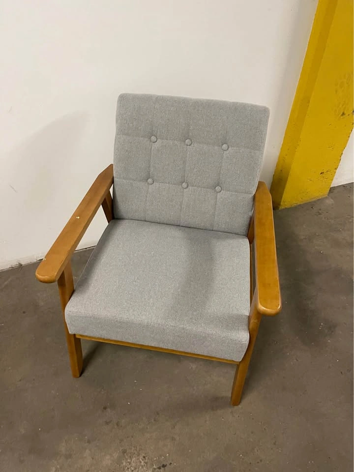 Armchair upholstered in light gray fabric - photo 5