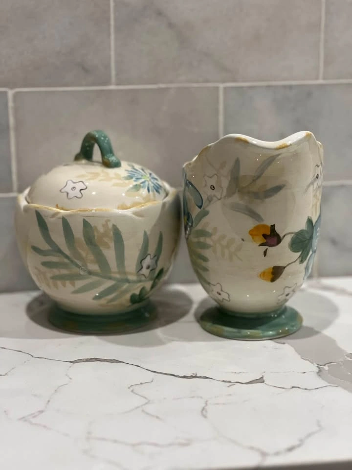 Vintage Pfaltzgraff "Vintage Floral" Creamer & Lidded Sugar Bowl - photo 3