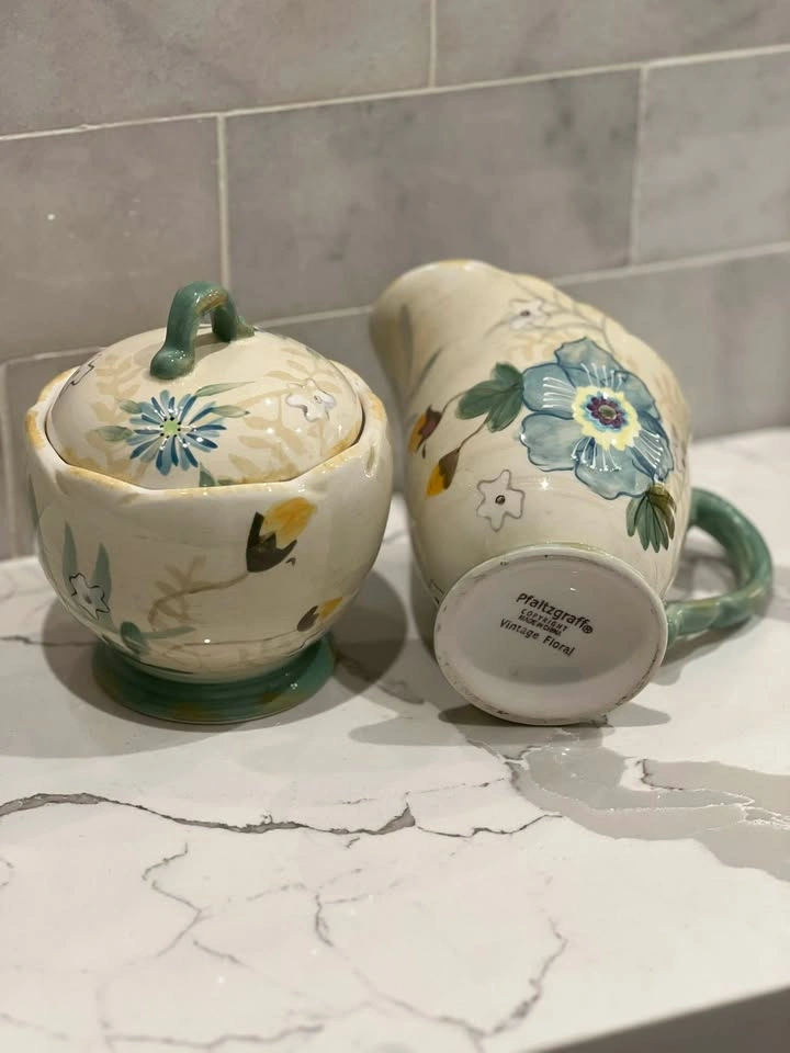 Vintage Pfaltzgraff "Vintage Floral" Creamer & Lidded Sugar Bowl - photo 5