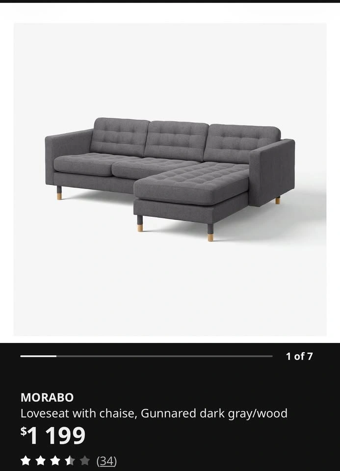 IKEA MORABO Sofa – Dark Gray – Great Condition - photo 2