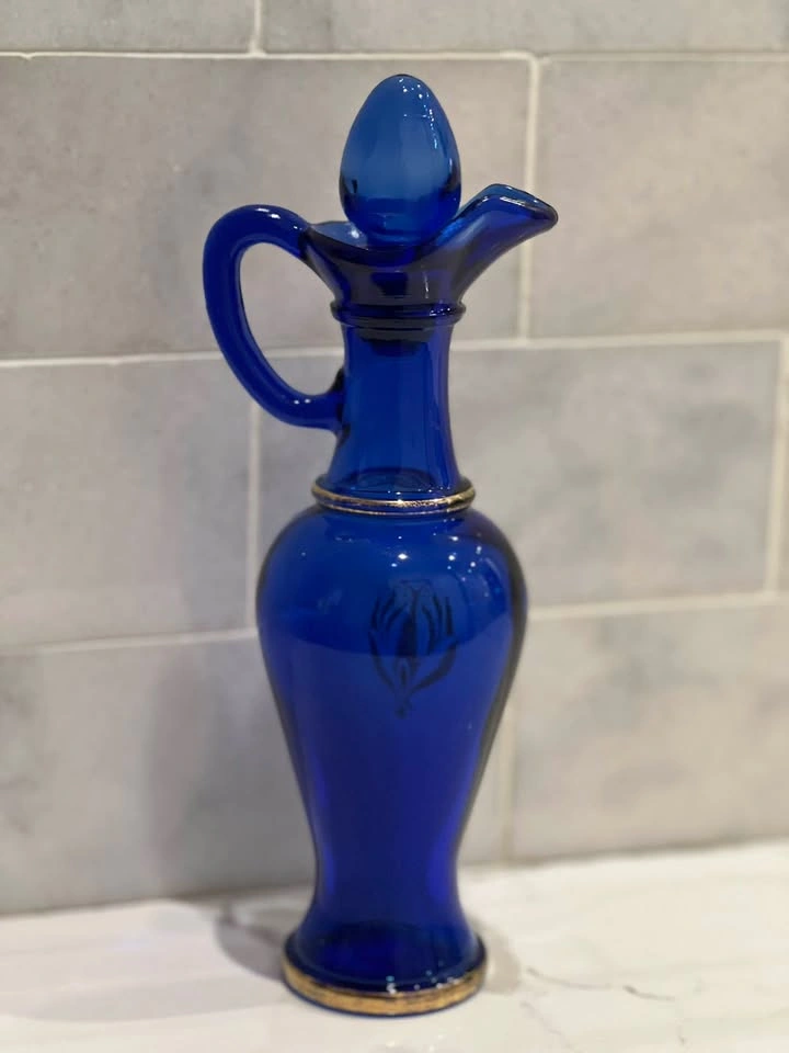 Vintage Avon Cobalt Blue Glass Decanter / Cruet Pitcher - photo 3