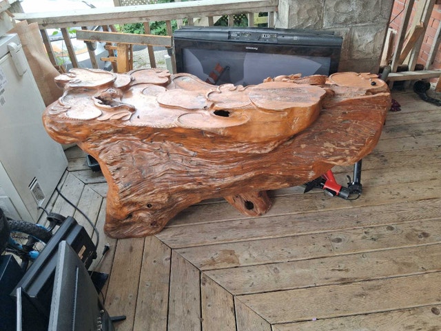 Hand-Carved Dragon Wood Fountain Table - photo 4
