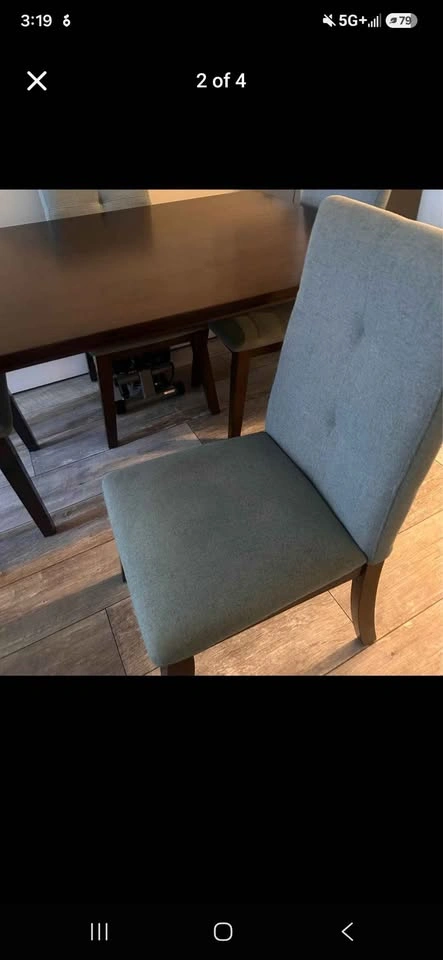 Dark Wood Dining Table with 4 Upholstered Chairs - photo 2