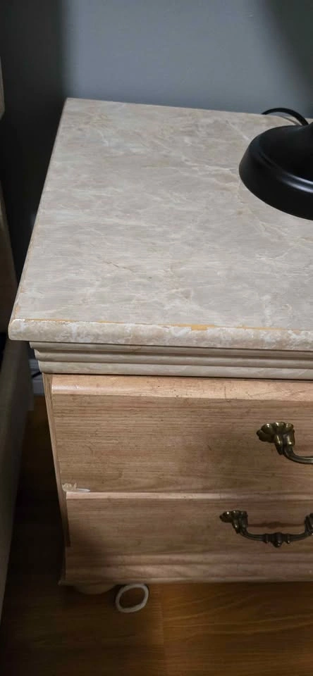 Two-Drawer Nightstand with Faux-Marble Top - photo 2