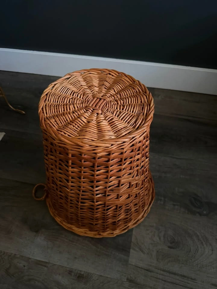 vintage wicker waste bin | 12”x12” - photo 2