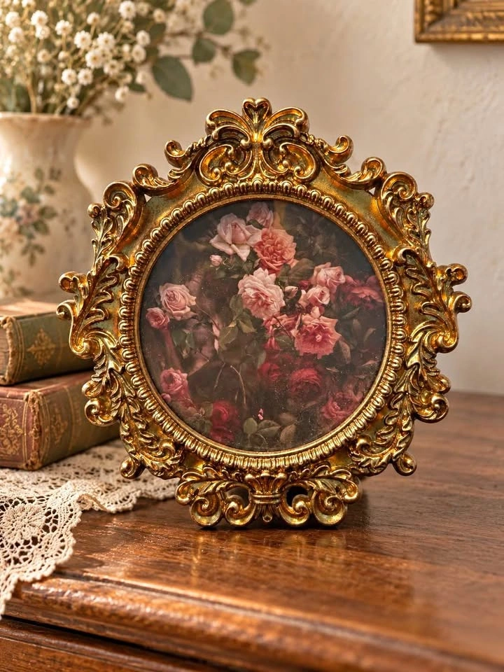 vintage ornate gold floral mini art | 6”x6”