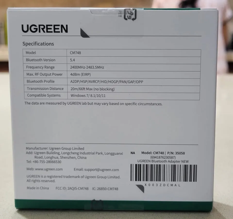 UGREEN Bluetooth 5.4 USB Adapter – Brand New, Box Not Opened image indicator(2)
