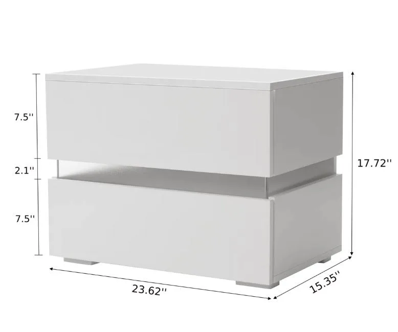 Manningtree Black Nightstand - 2 Drawer Storage Table image indicator(2)