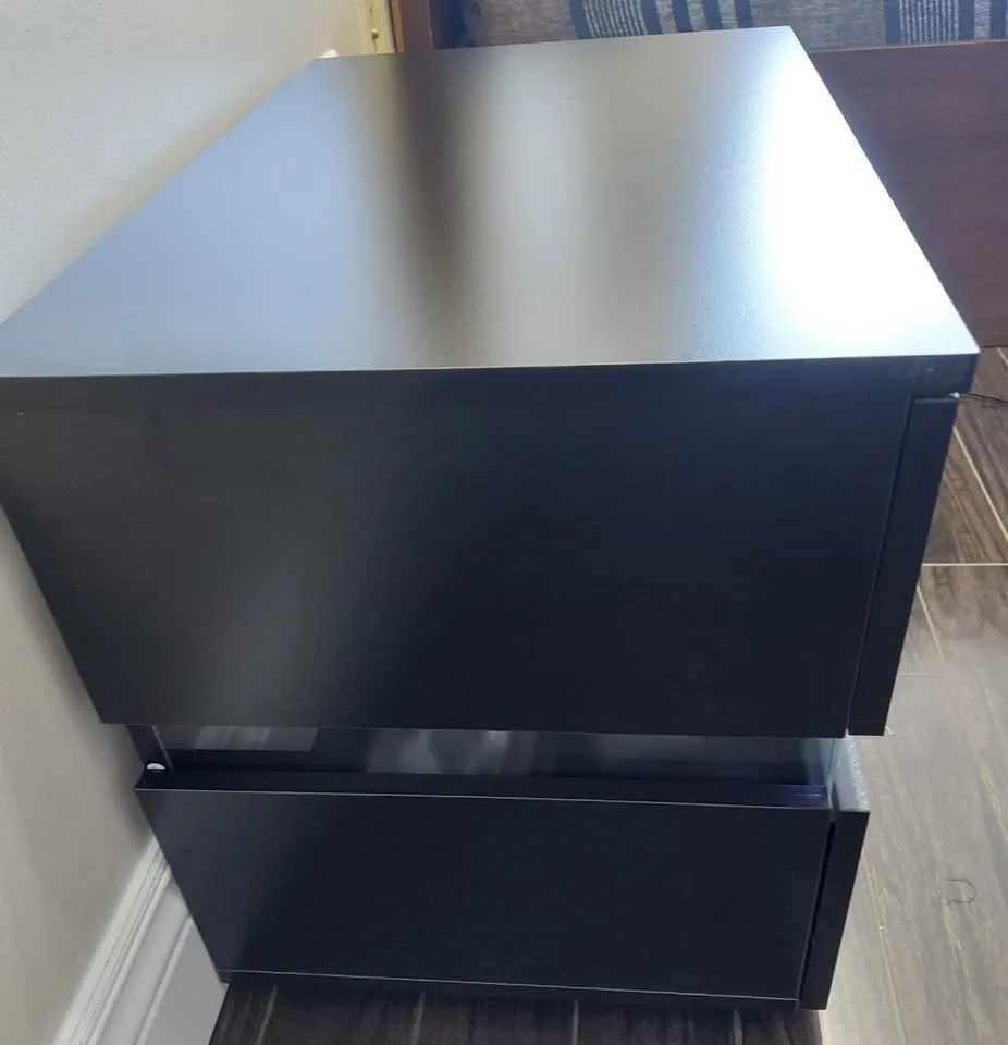 Manningtree Black Nightstand - 2 Drawer Storage Table image indicator(3)