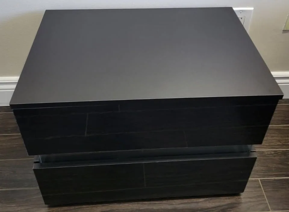 Manningtree Black Nightstand - 2 Drawer Storage Table image indicator(4)