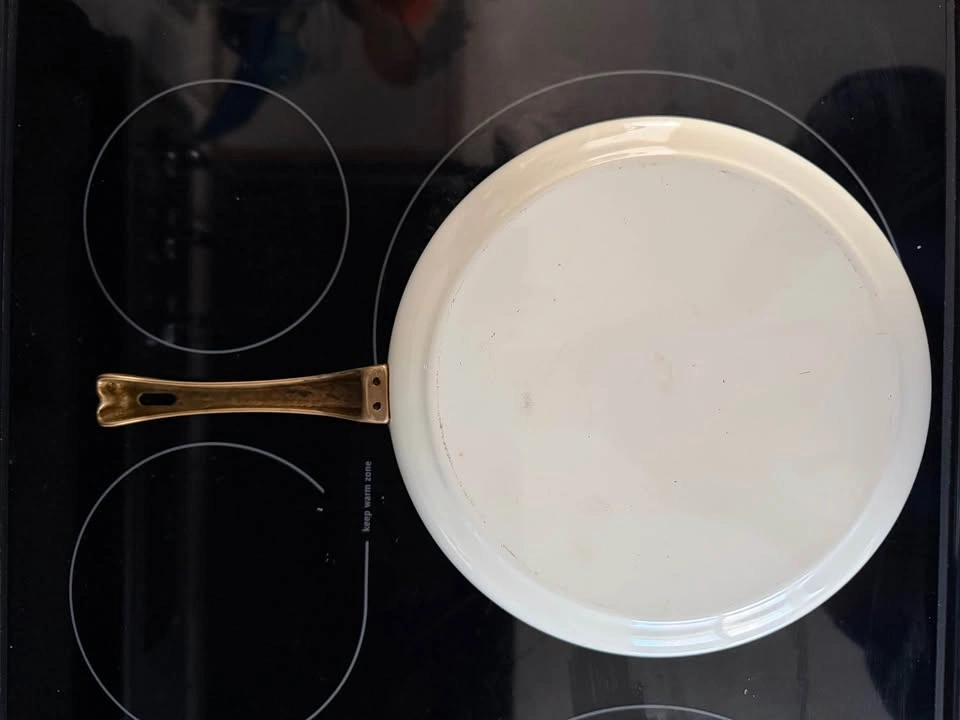 vintage enamel & brass floral skillet - photo 3