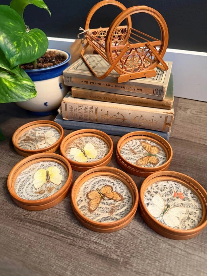 vintage mcm butterfly coasters