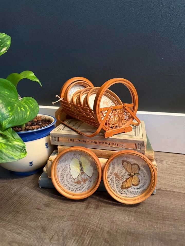 vintage mcm butterfly coasters - photo 3