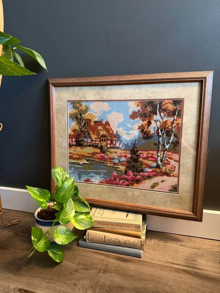 1980’s vintage needlepoint art | 22”x18.5”