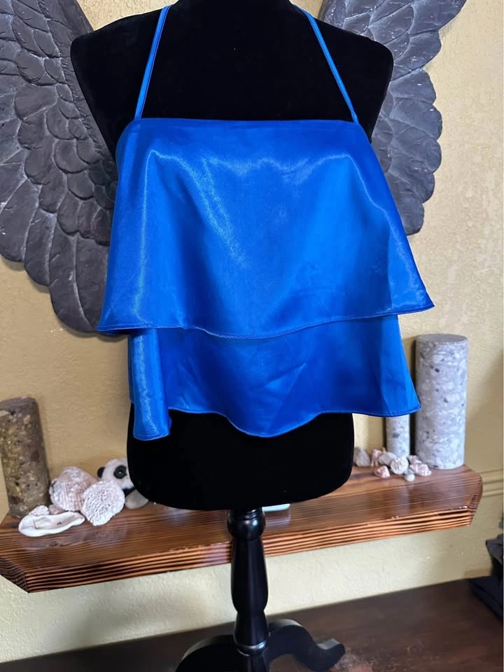 Another Story Blue Halter Layered Crop Dressy Top - photo 2