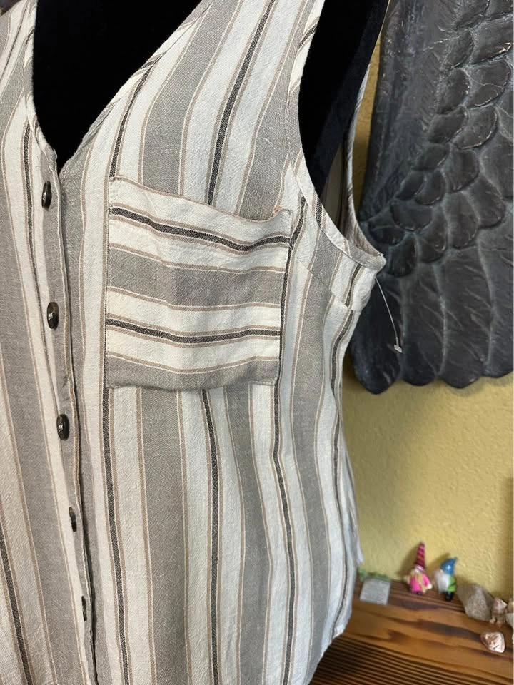 Lily Morgan Striped Button-Down Sleeveless Top - photo 3