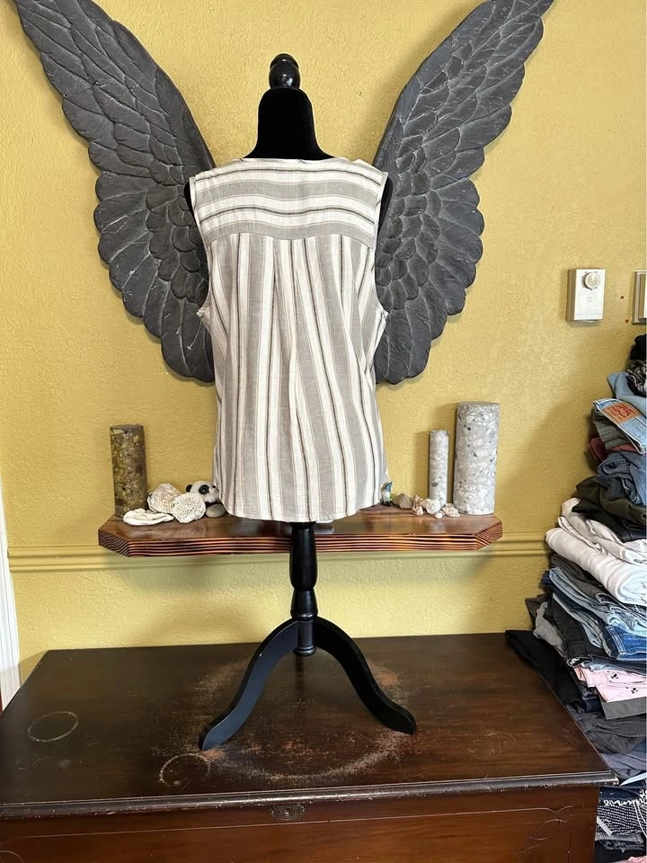 Lily Morgan Striped Button-Down Sleeveless Top - photo 5