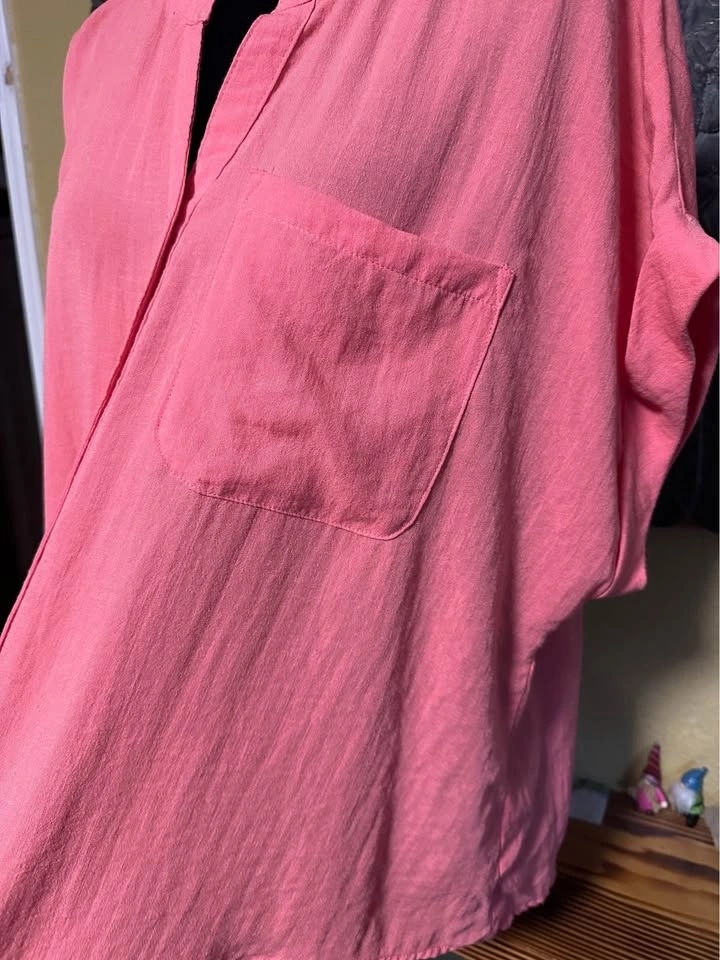 Tahari Front Tie Pink Button-Up Top - photo 4