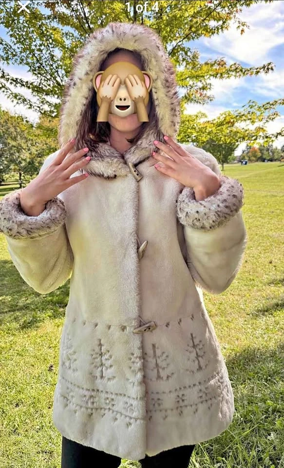Faux Fur Outerwear Set - Cream Hooded Coat