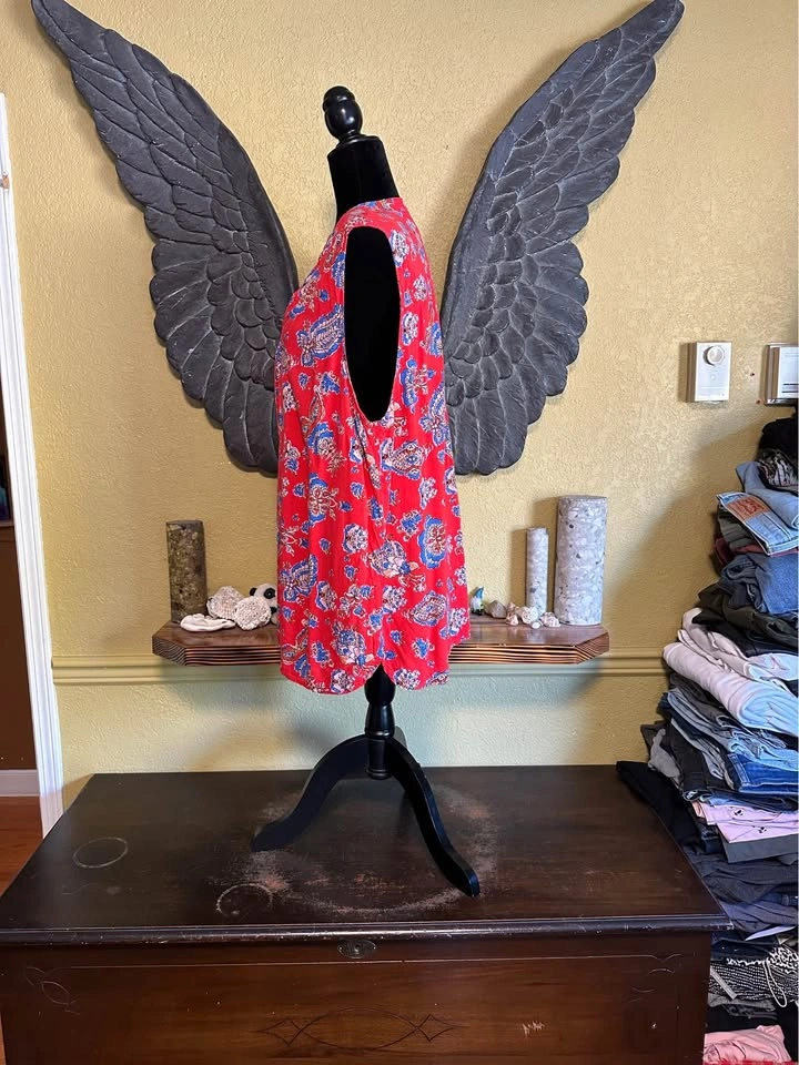 Cynthia Rowley Floral Paisley Red Sleeveless Top - photo 3