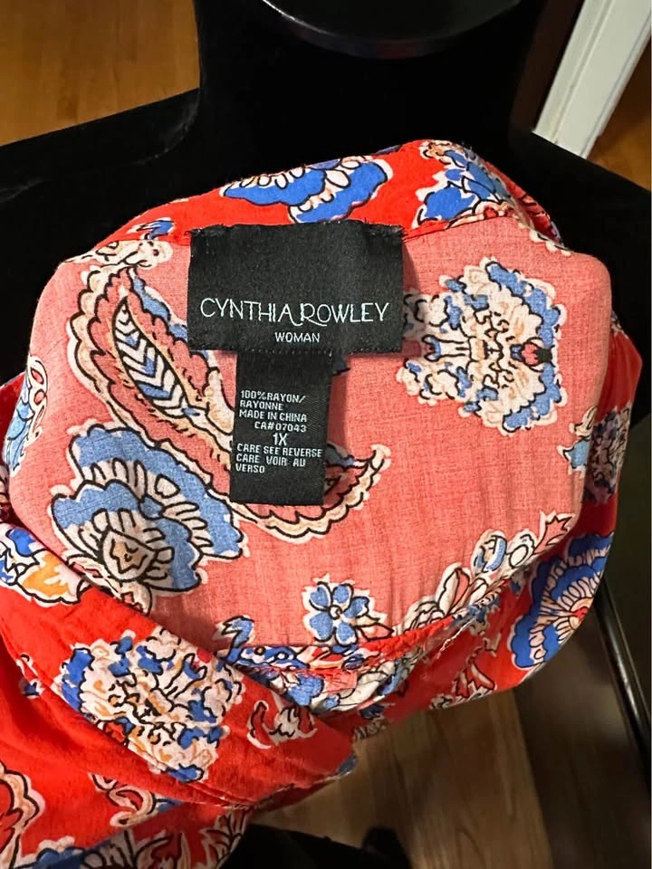 Cynthia Rowley Floral Paisley Red Sleeveless Top - photo 5