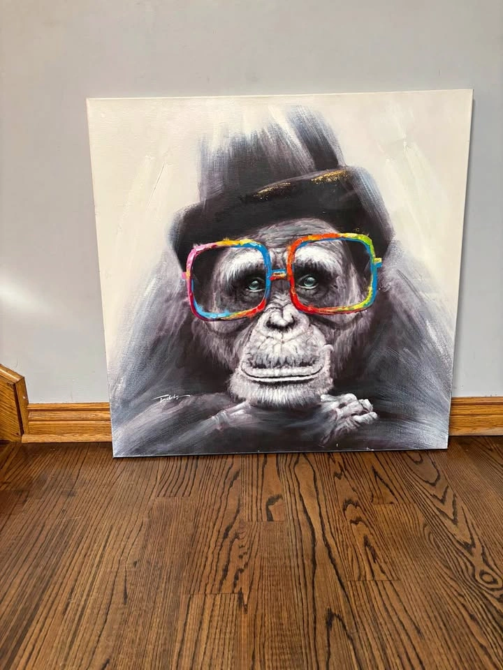 Chimpanzee with Glasses Canvas Wall Art