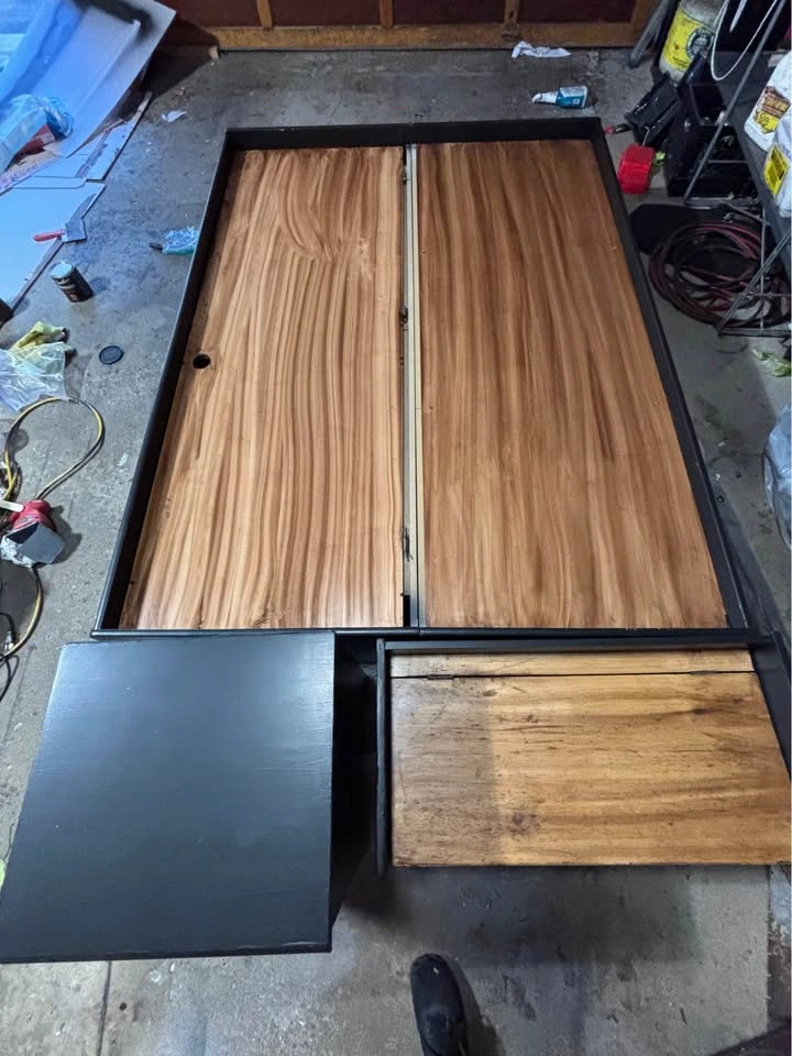 Black and Wood Grain Bedroom Set with Storage Bed - photo 2
