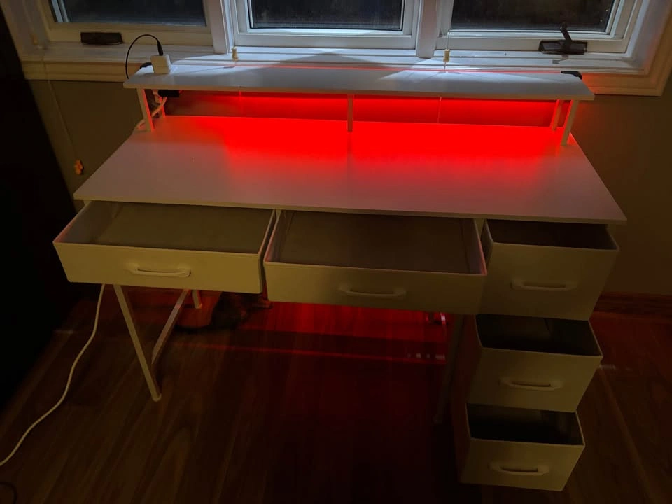 Home Office Desk with LED Lights and Power Outlets - photo 4