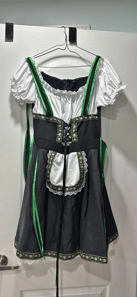 Black and Green Dirndl Costume Dress Size M