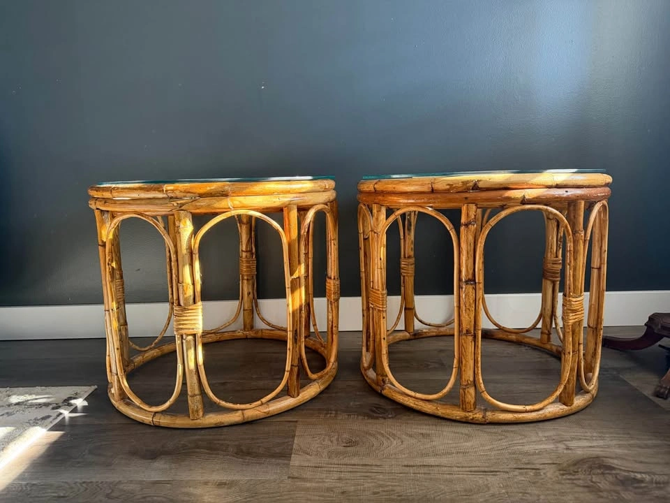 vintage bamboo side tables | 21”x19” - photo 2