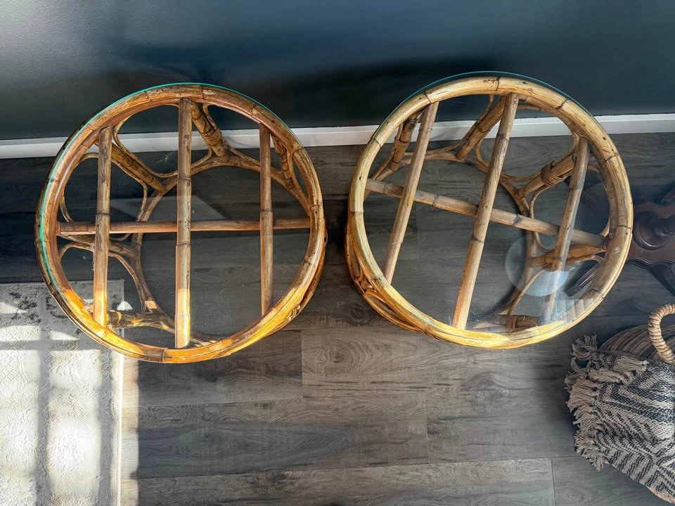 vintage bamboo side tables | 21”x19” - photo 3