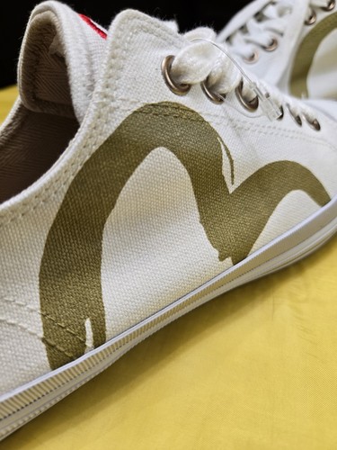 EVISU Seagull Logo White Gold Canvas Sneakers Mens US 9 - photo 5