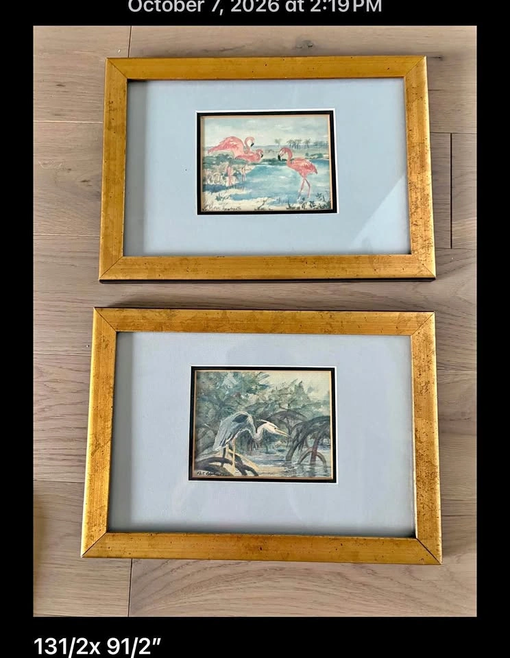 Set of 2 Framed Bird Art Prints 13 1/2" x 9 1/2"