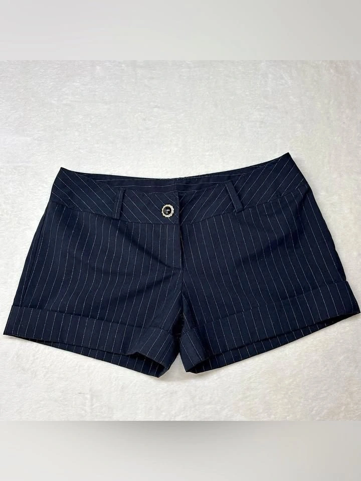 Urban Behavior Y2K Black Pinstripe Cuffed Tailored Shorts L - photo 2