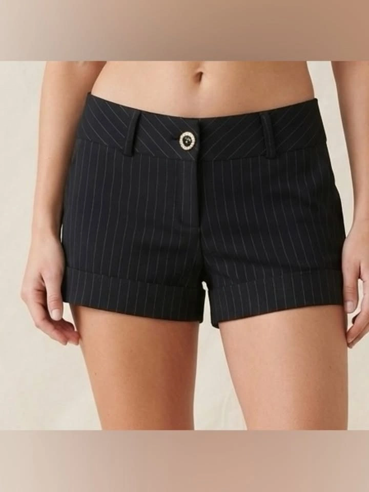 Urban Behavior Y2K Black Pinstripe Cuffed Tailored Shorts L