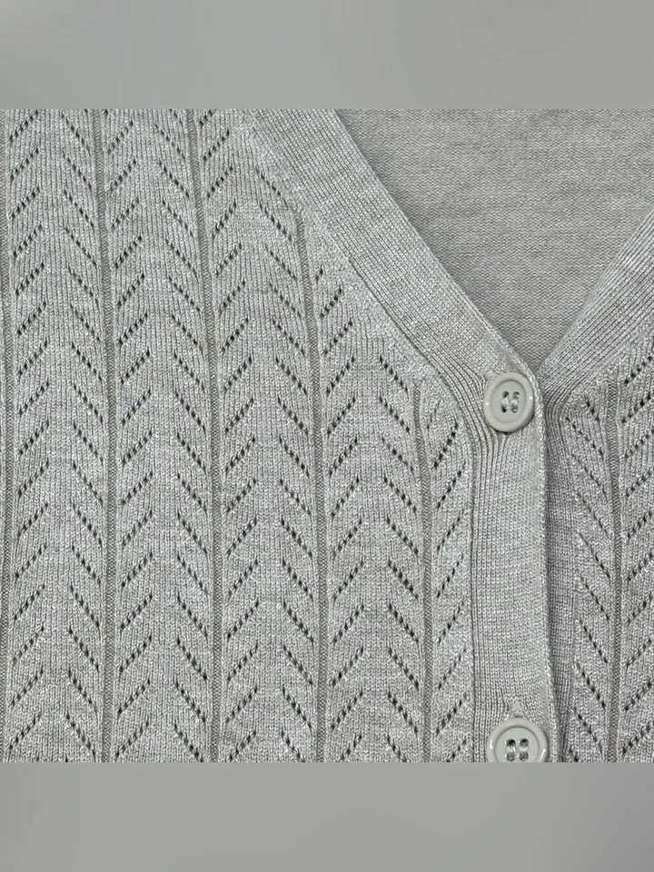 Iyla Neutral Beige V Neck Button Down Knit Cardigan XL - photo 3